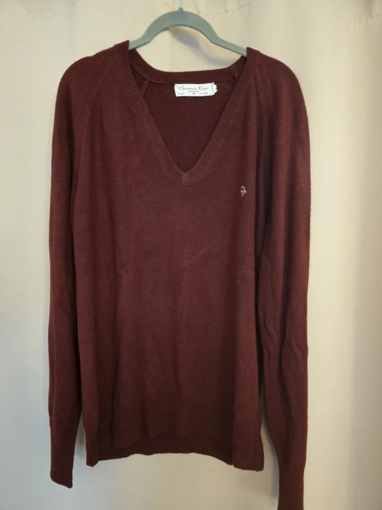 Christian Dior Monsieur 100% Cashmere V-Neck Sweater - Brick Red - Size M - Picture 4 of 10